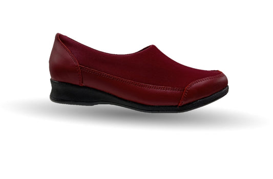 Zapato de Confort y Casual de piel con licra Hannia 410 Vino para mujer