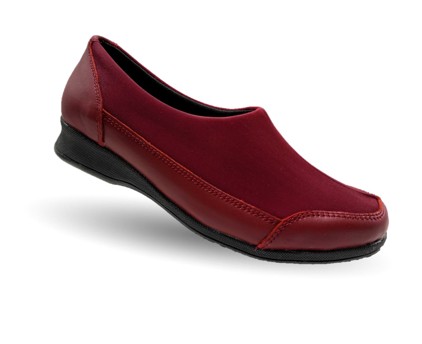 Zapato de Confort y Casual de piel con licra Hannia 410 Vino para mujer