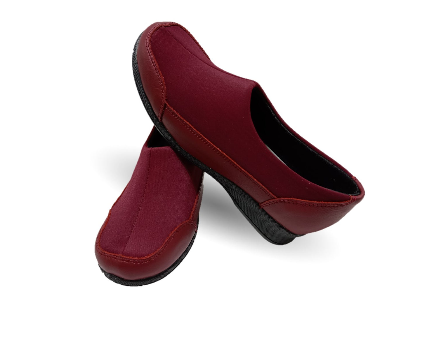 Zapato de Confort y Casual de piel con licra Hannia 410 Vino para mujer