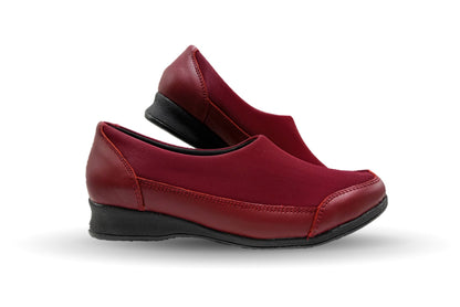 Zapato de Confort y Casual de piel con licra Hannia 410 Vino para mujer