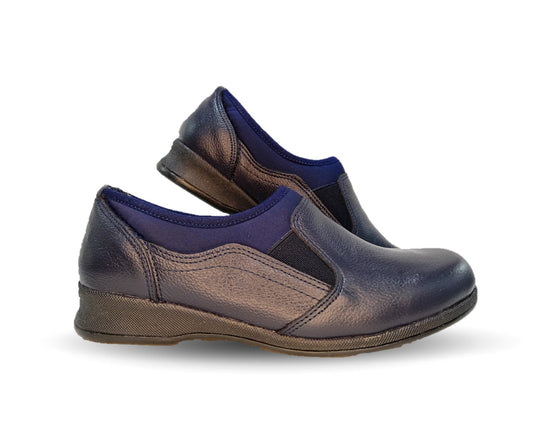Zapato de Confort y Casual de piel Hannia 424 Azul Marino para mujer