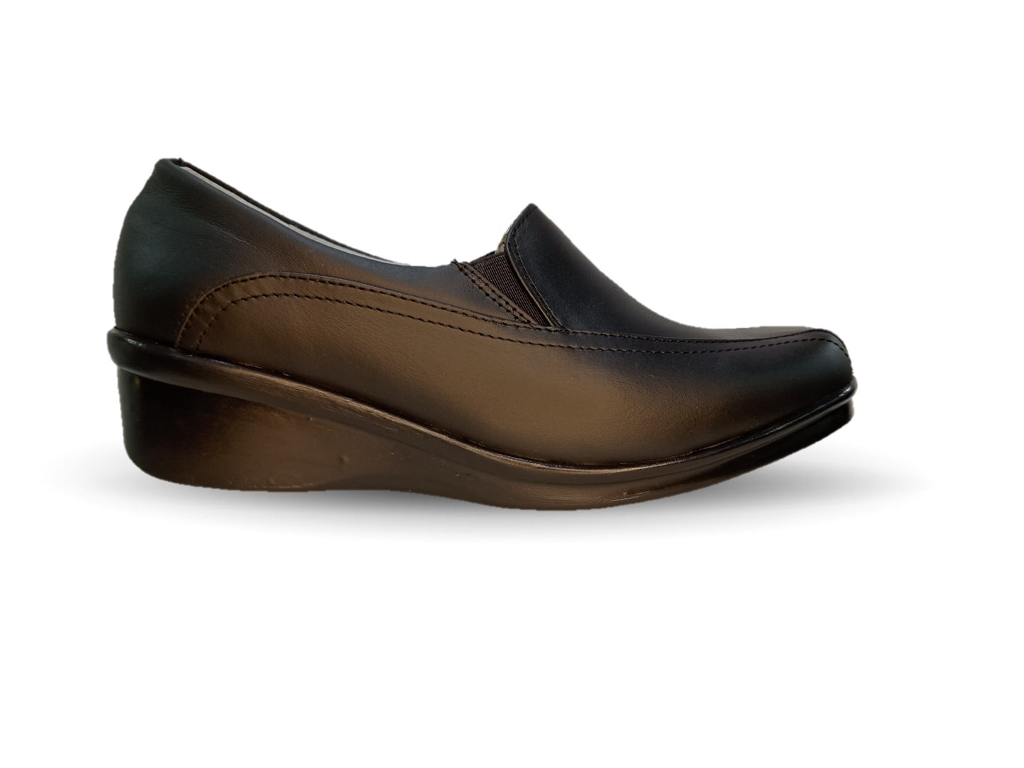 Zapato de Confort y Casual de piel con cuña mediana Hannia 610 Negro para mujer