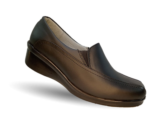 Zapato de Confort y Casual de piel con cuña mediana Hannia 610 Negro para mujer