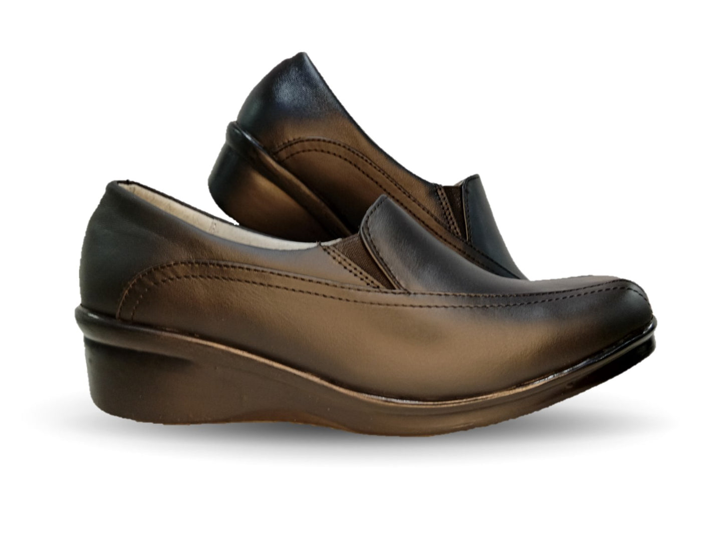 Zapato de Confort y Casual de piel con cuña mediana Hannia 610 Negro para mujer