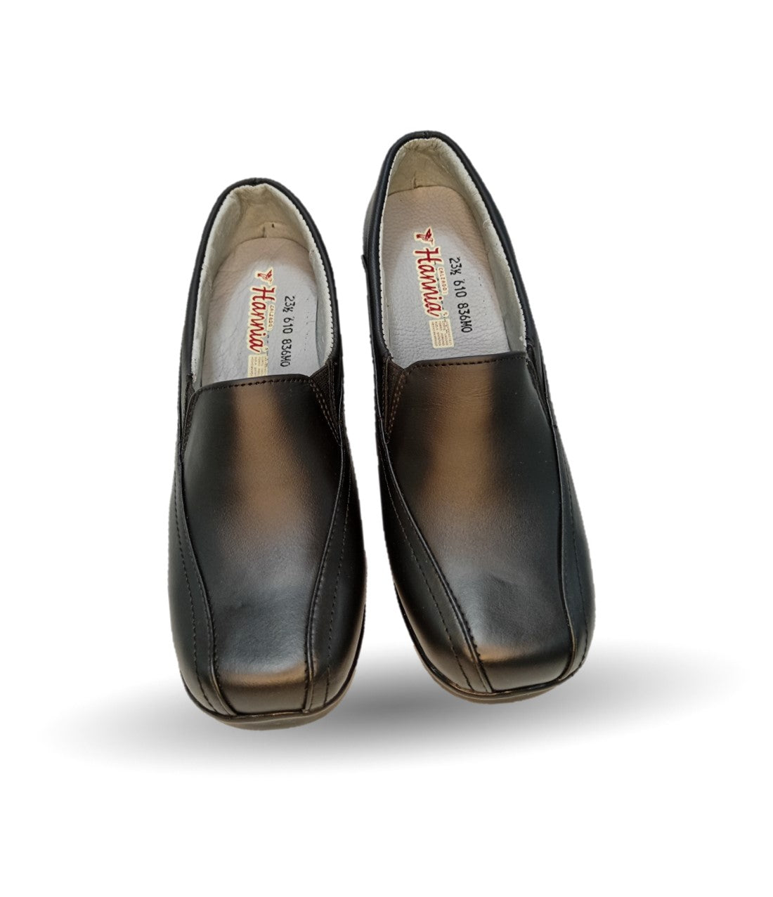 Zapato de Confort y Casual de piel con cuña mediana Hannia 610 Negro para mujer