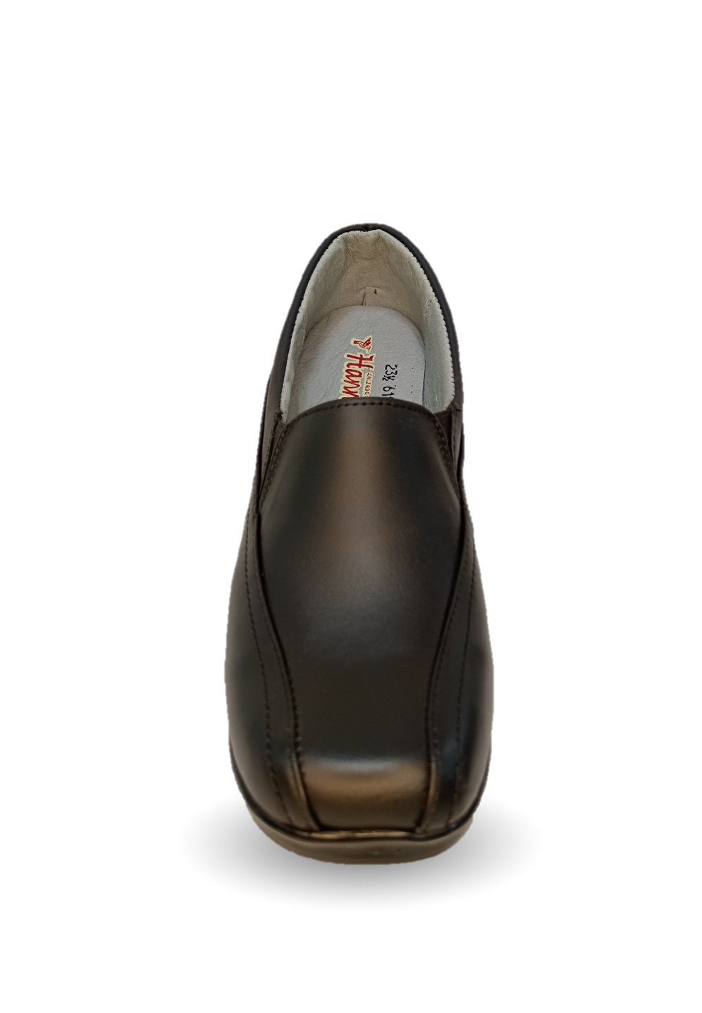 Zapato de Confort y Casual de piel con cuña mediana Hannia 610 Negro para mujer
