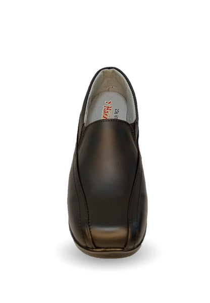 Zapato de Confort y Casual de piel con cuña mediana Hannia 610 Negro para mujer