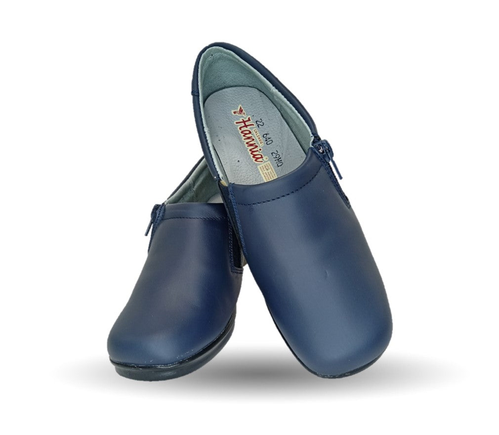 Zapato de Confort y Casual de piel con cuña mediana Hannia 640 Azul para mujer