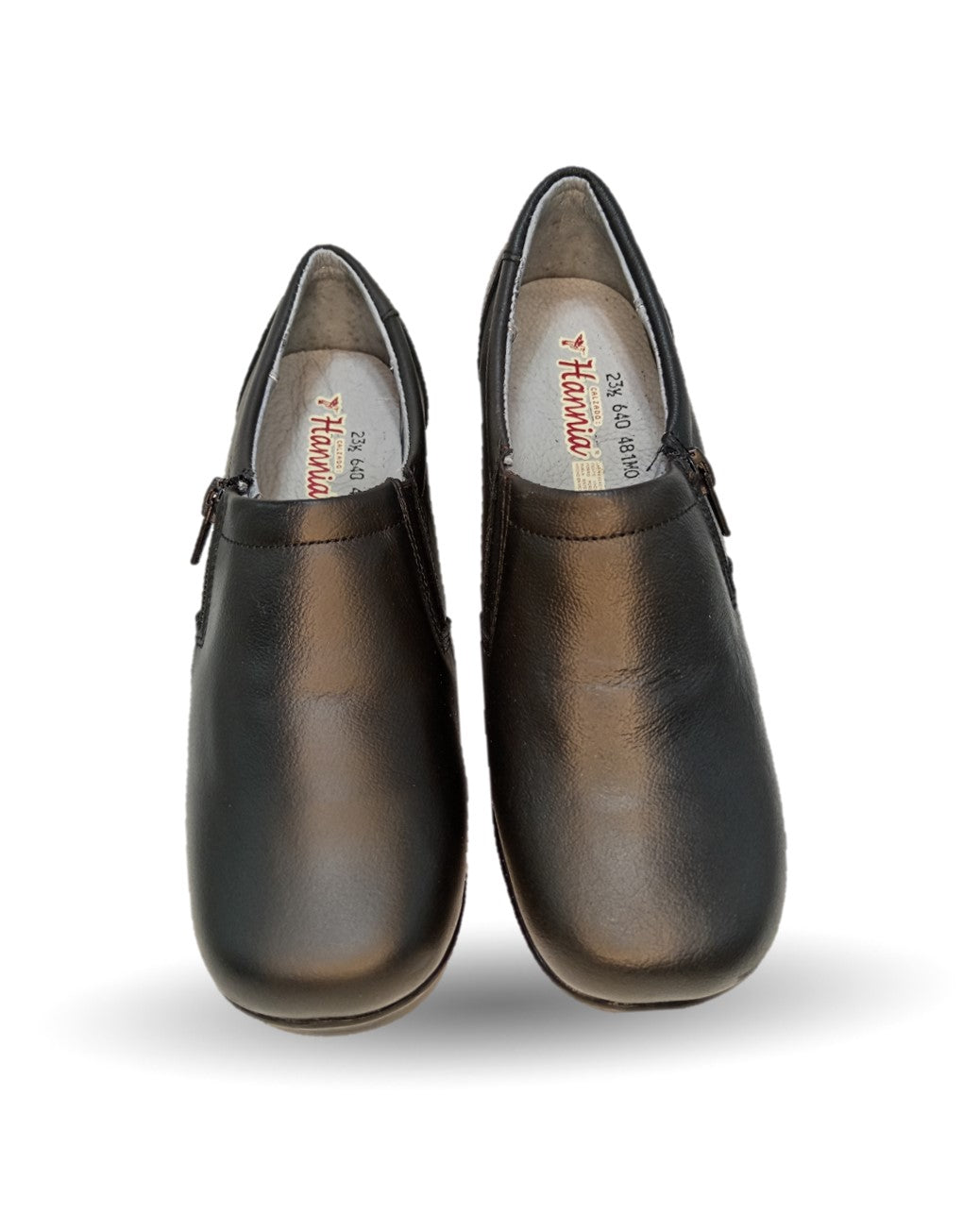 Zapato de Confort y Casual de piel con cuña mediana Hannia 640 Negro para mujer