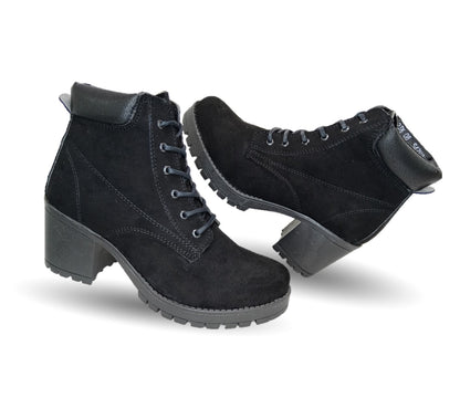 Botín Casual con tacón mediano Hannia 8 Negro para mujer