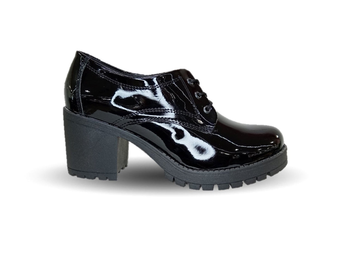 Zapato Casual con tacón mediano Hannia 9 Charol Negro para mujer