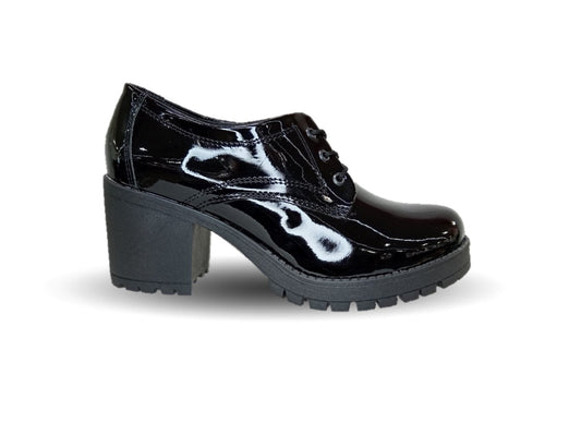 Zapato Casual con tacón mediano Hannia 9 Charol Negro para mujer