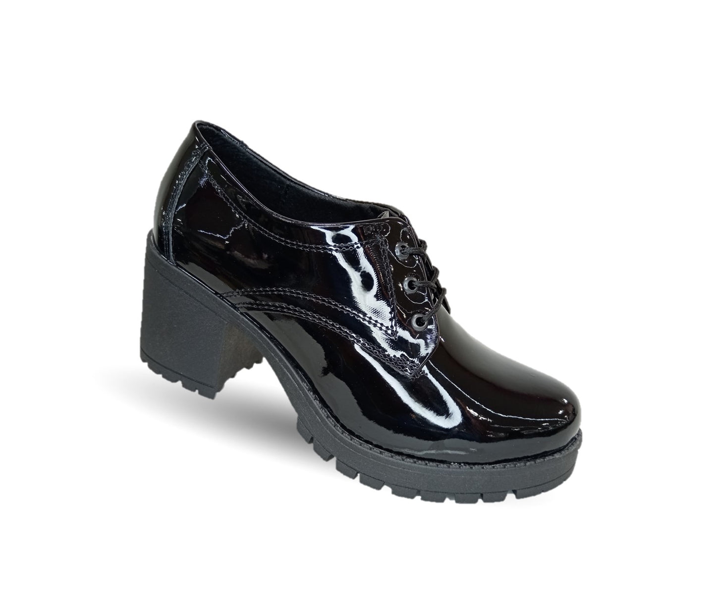 Zapato Casual con tacón mediano Hannia 9 Charol Negro para mujer