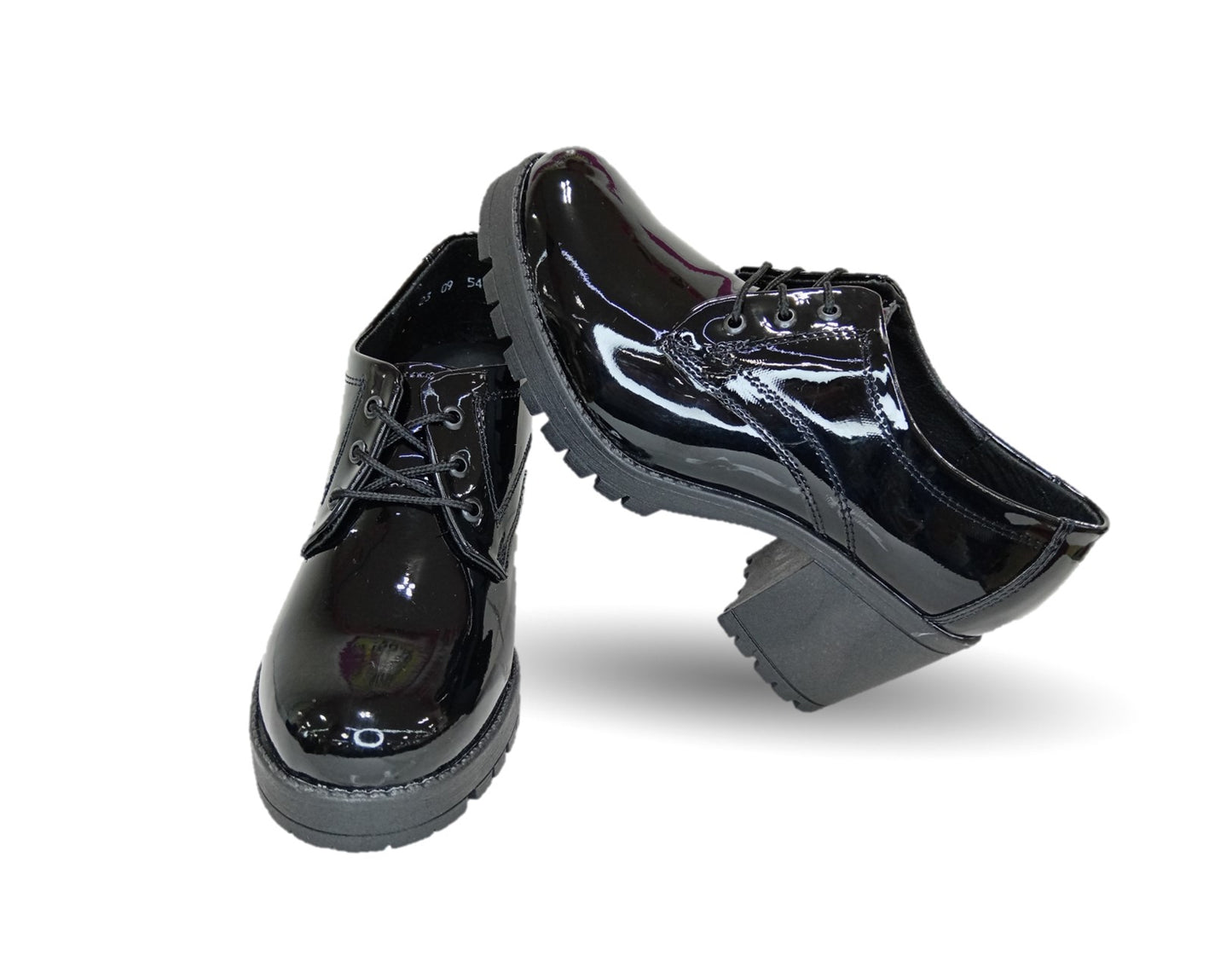Zapato Casual con tacón mediano Hannia 9 Charol Negro para mujer