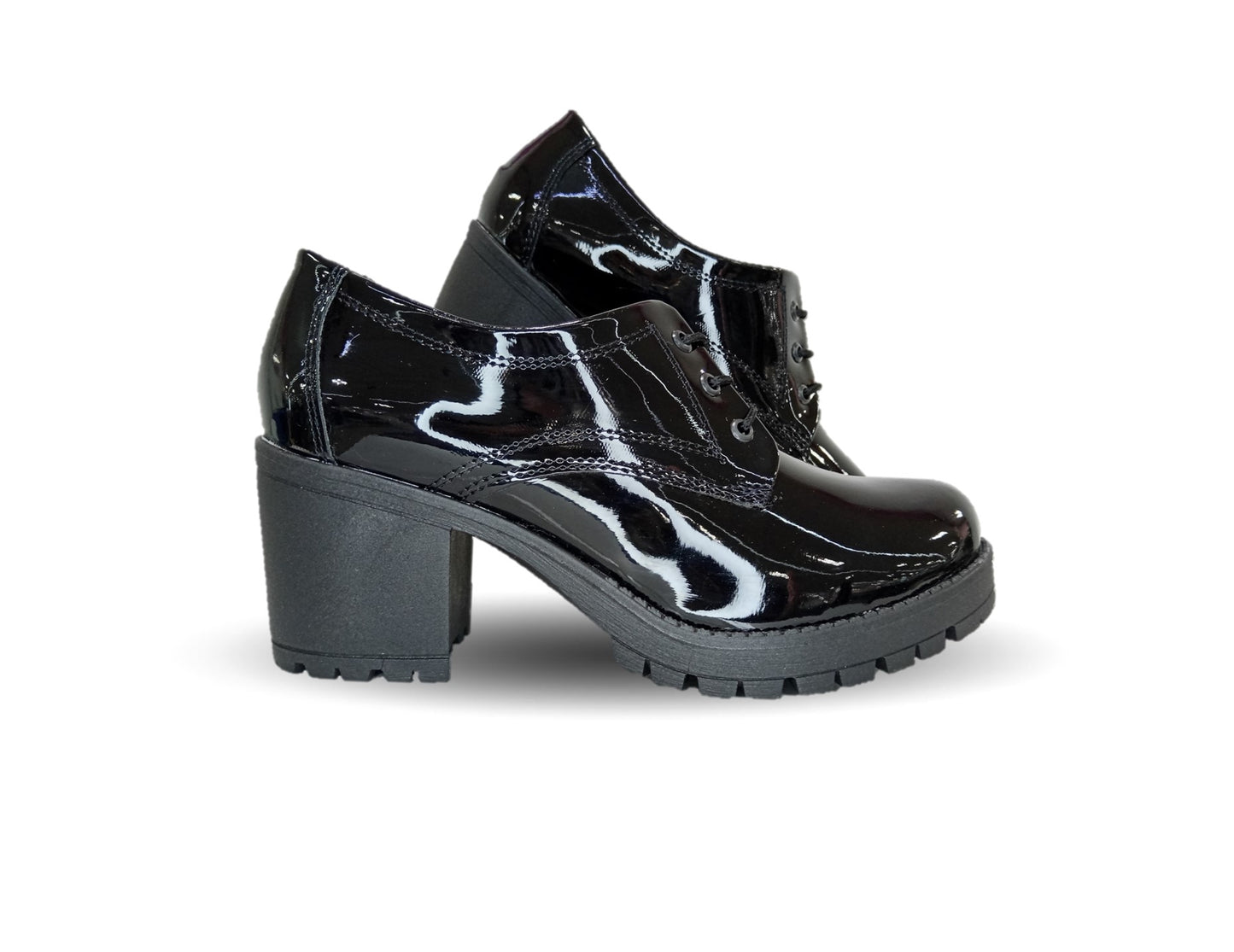 Zapato Casual con tacón mediano Hannia 9 Charol Negro para mujer