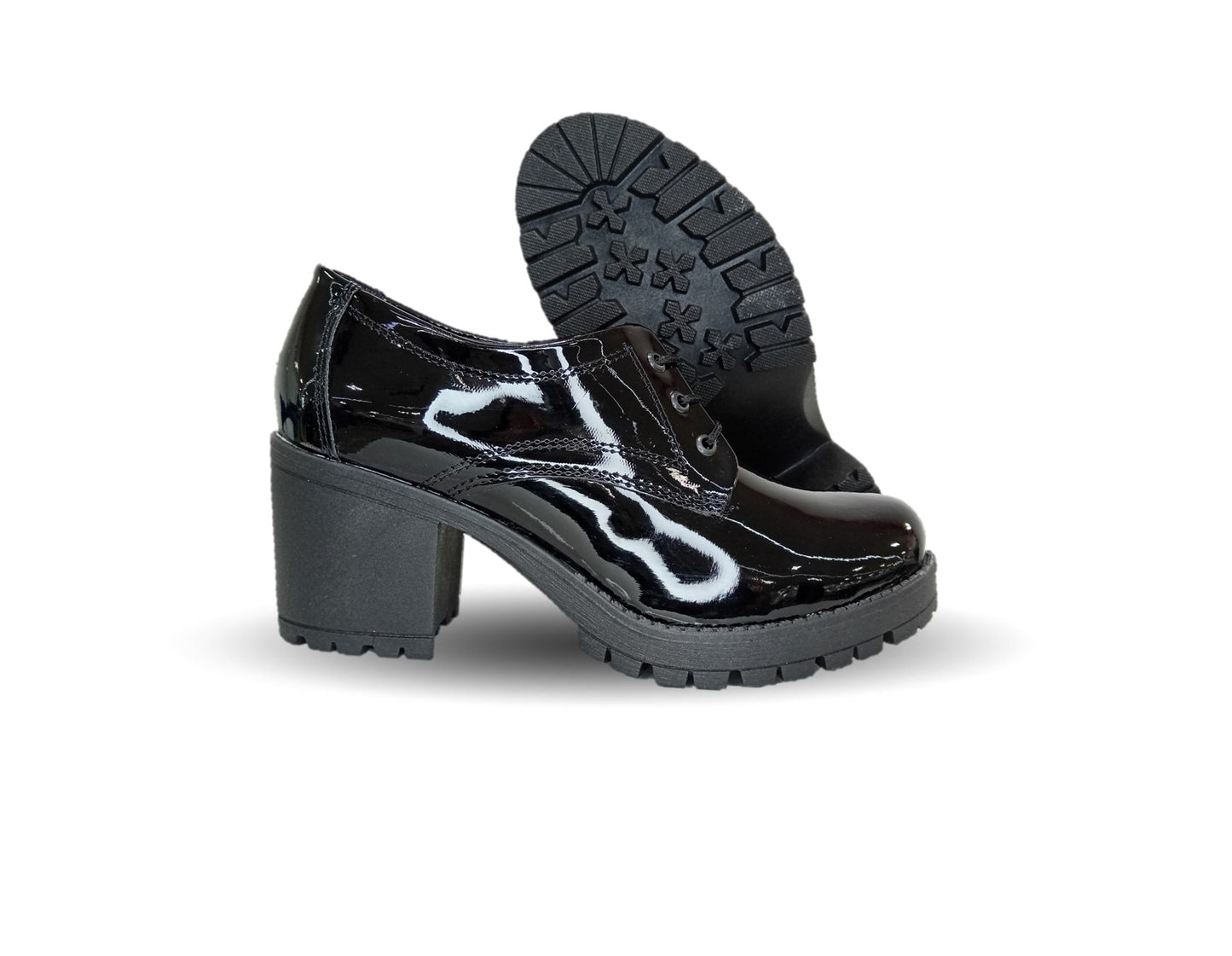 Zapato Casual con tacón mediano Hannia 9 Charol Negro para mujer