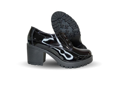 Zapato Casual con tacón mediano Hannia 9 Charol Negro para mujer