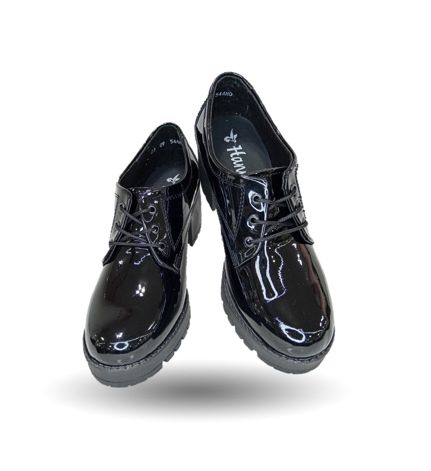 Zapato Casual con tacón mediano Hannia 9 Charol Negro para mujer
