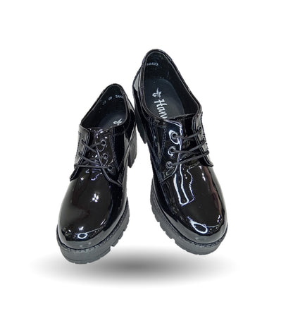 Zapato Casual con tacón mediano Hannia 9 Charol Negro para mujer