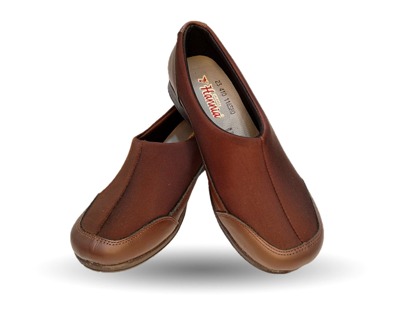 Zapato de Confort y Casual de piel con licra Hannia 410 Café para mujer