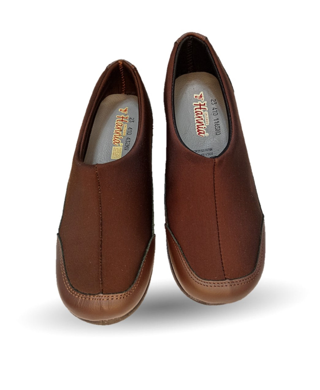 Zapato de Confort y Casual de piel con licra Hannia 410 Café para mujer