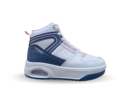 Tenis Urbano tipo bota con burbuja de aire H Gros 334 Blanco/Denim/Pink para mujer
