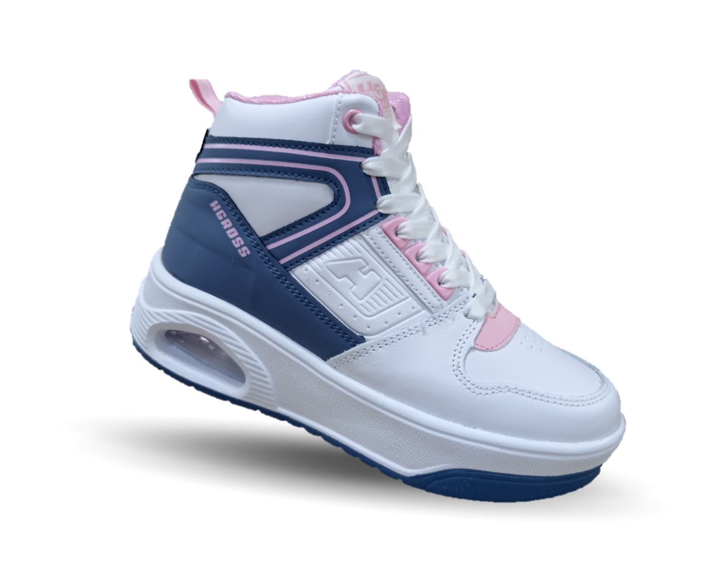Tenis Urbano tipo bota con burbuja de aire H Gros 334 Blanco/Denim/Pink para mujer
