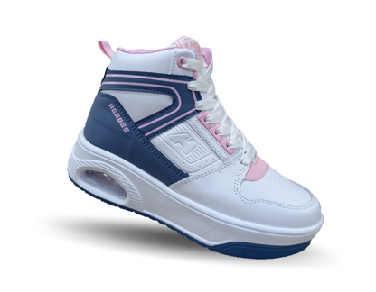 Tenis Urbano tipo bota con burbuja de aire H Gros 334 Blanco/Denim/Pink para mujer