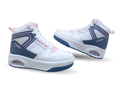 Tenis Urbano tipo bota con burbuja de aire H Gros 334 Blanco/Denim/Pink para mujer