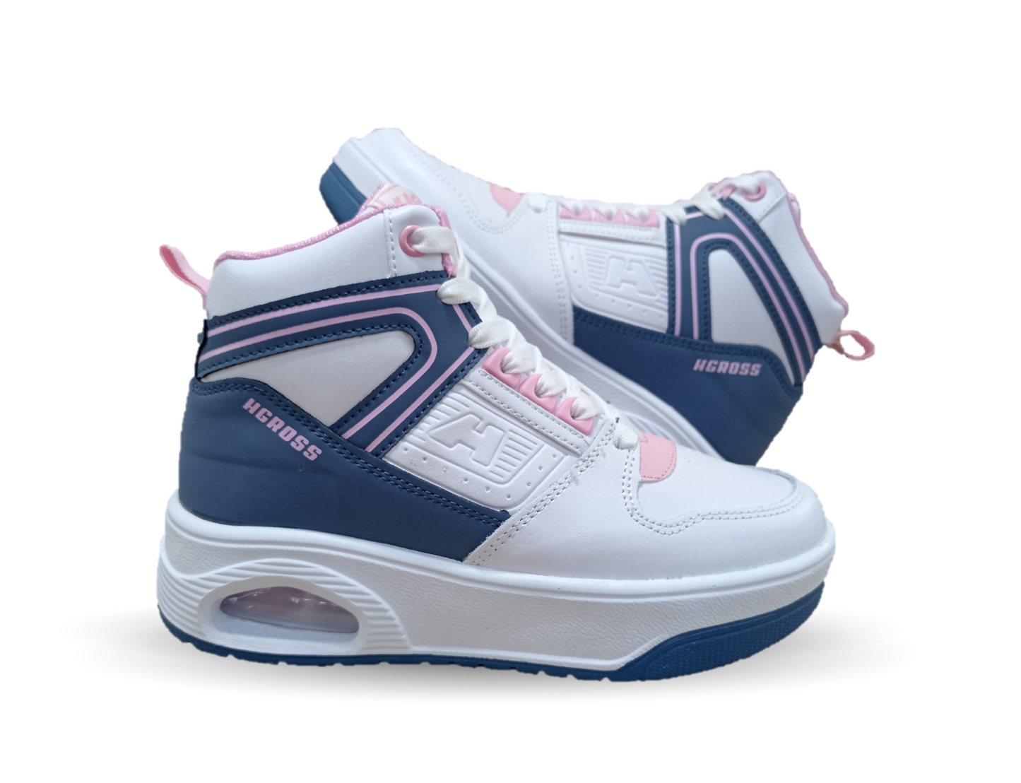 Tenis Urbano tipo bota con burbuja de aire H Gros 334 Blanco/Denim/Pink para mujer