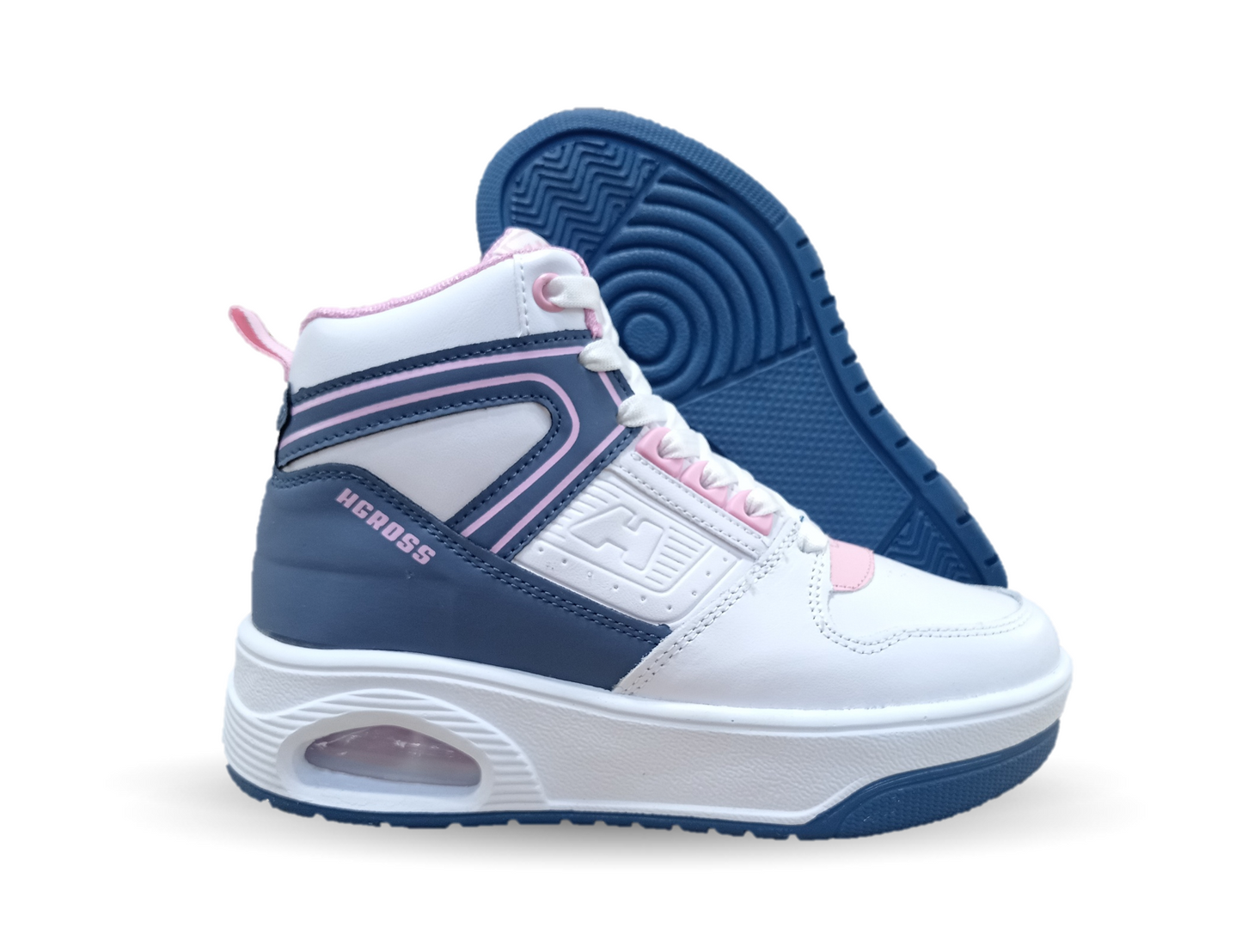 Tenis Urbano tipo bota con burbuja de aire H Gros 334 Blanco/Denim/Pink para mujer