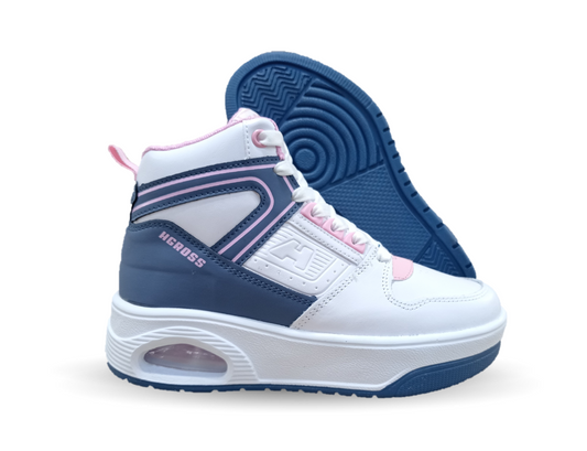 Tenis Urbano tipo bota con burbuja de aire H Gros 334 Blanco/Denim/Pink para mujer