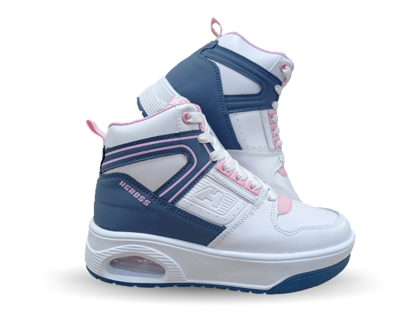 Tenis Urbano tipo bota con burbuja de aire H Gros 334 Blanco/Denim/Pink para mujer