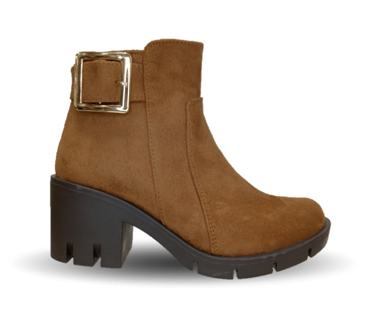 Bota Casual con cierre interno tacón mediano Itzel 35 Nobuck Miel para mujer