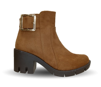 Bota Casual con cierre interno tacón mediano Itzel 35 Nobuck Miel para mujer