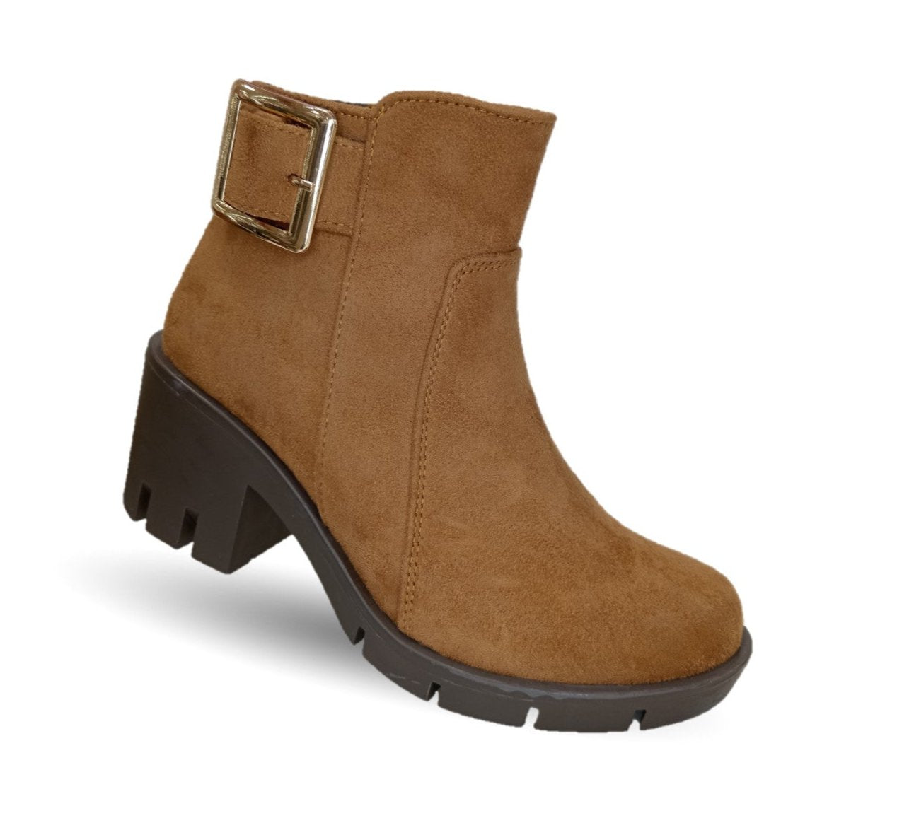 Bota Casual con cierre interno tacón mediano Itzel 35 Nobuck Miel para mujer