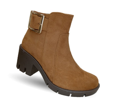 Bota Casual con cierre interno tacón mediano Itzel 35 Nobuck Miel para mujer