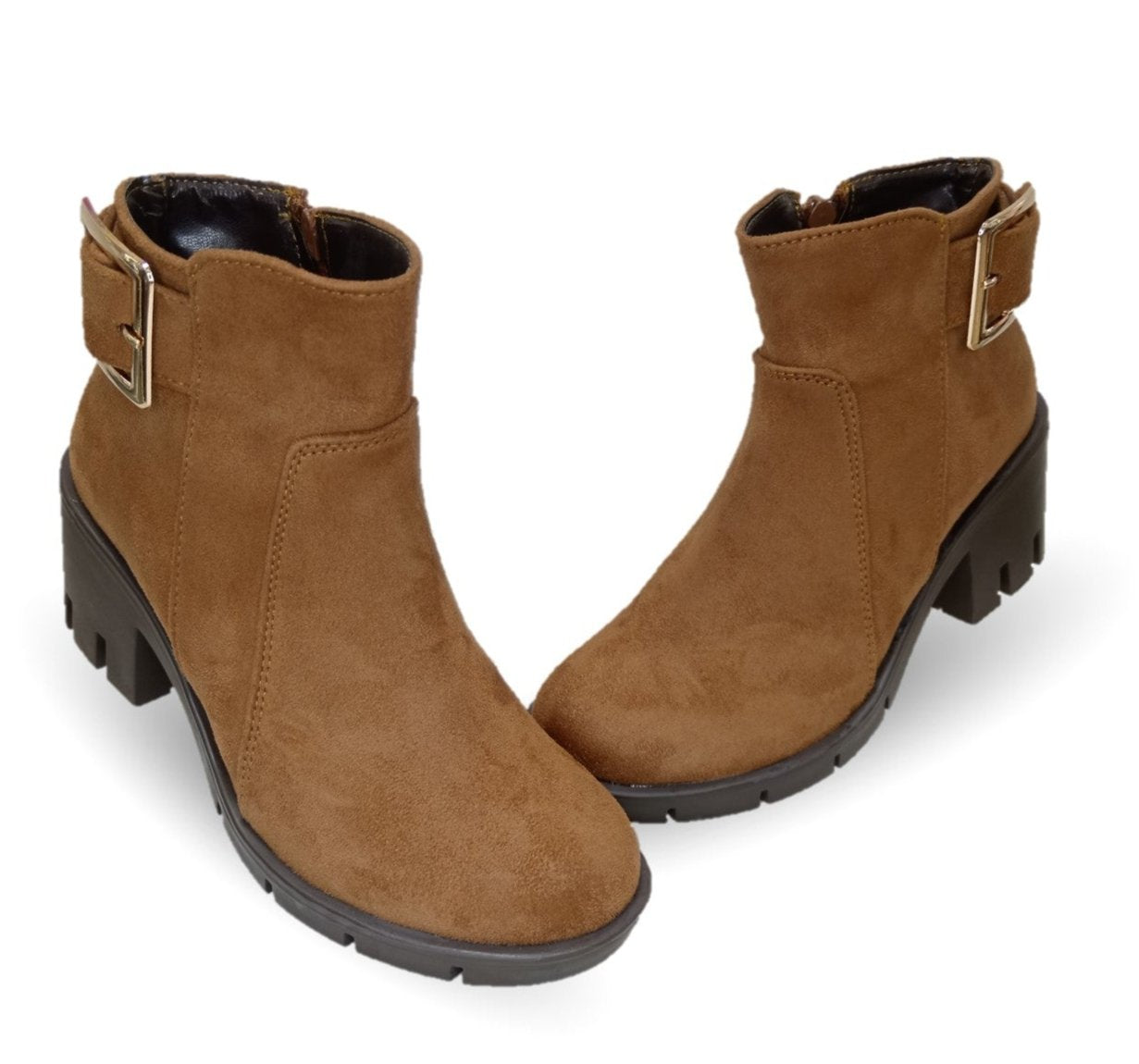 Bota Casual con cierre interno tacón mediano Itzel 35 Nobuck Miel para mujer