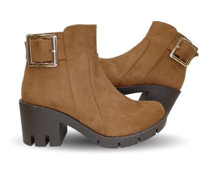 Bota Casual con cierre interno tacón mediano Itzel 35 Nobuck Miel para mujer