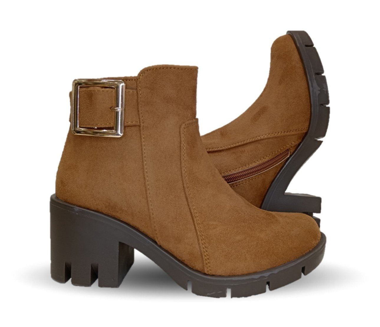 Bota Casual con cierre interno tacón mediano Itzel 35 Nobuck Miel para mujer