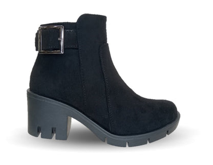 Bota Casual con cierre interno tacón mediano Itzel 35 Nobuck Negro para mujer