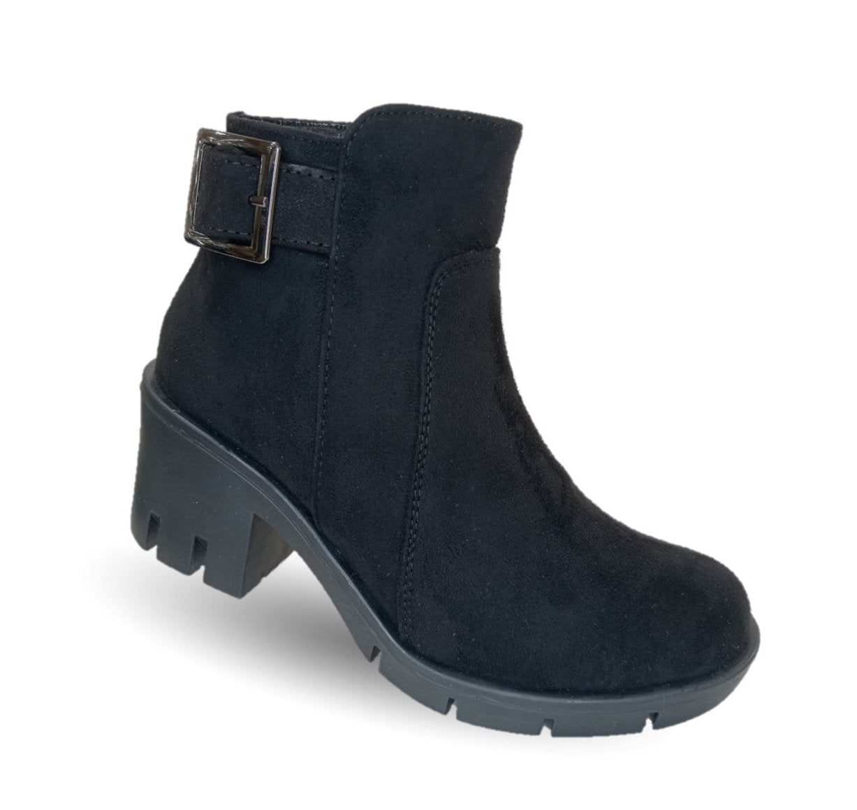 Bota Casual con cierre interno tacón mediano Itzel 35 Nobuck Negro para mujer