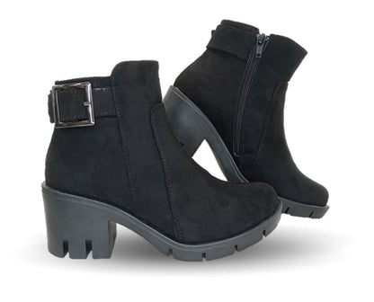 Bota Casual con cierre interno tacón mediano Itzel 35 Nobuck Negro para mujer
