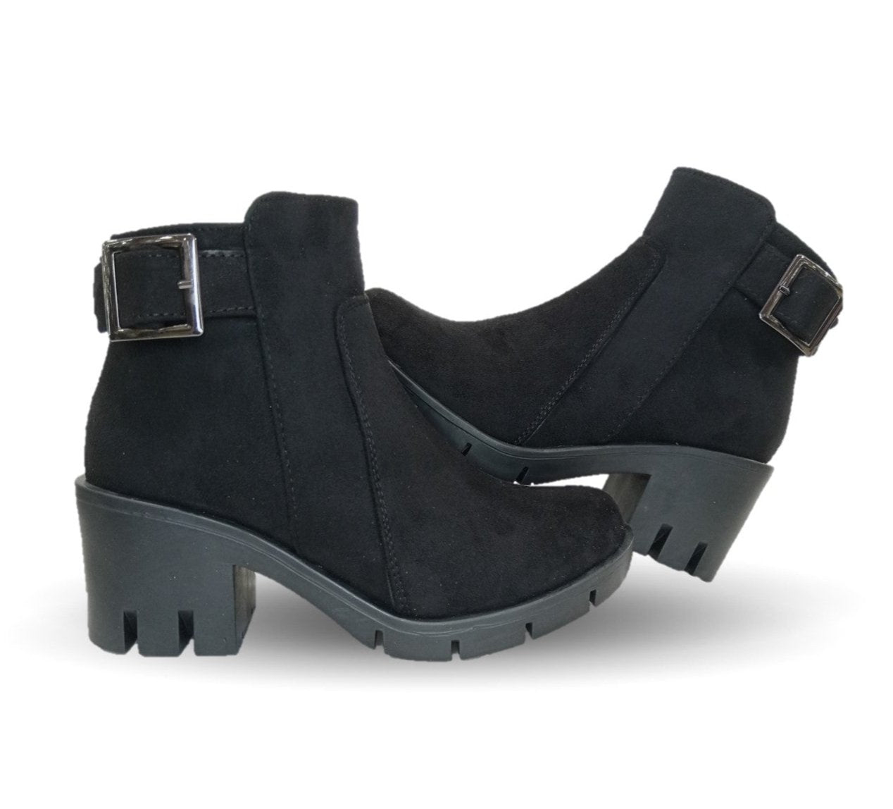 Bota Casual con cierre interno tacón mediano Itzel 35 Nobuck Negro para mujer