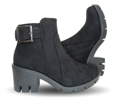 Bota Casual con cierre interno tacón mediano Itzel 35 Nobuck Negro para mujer