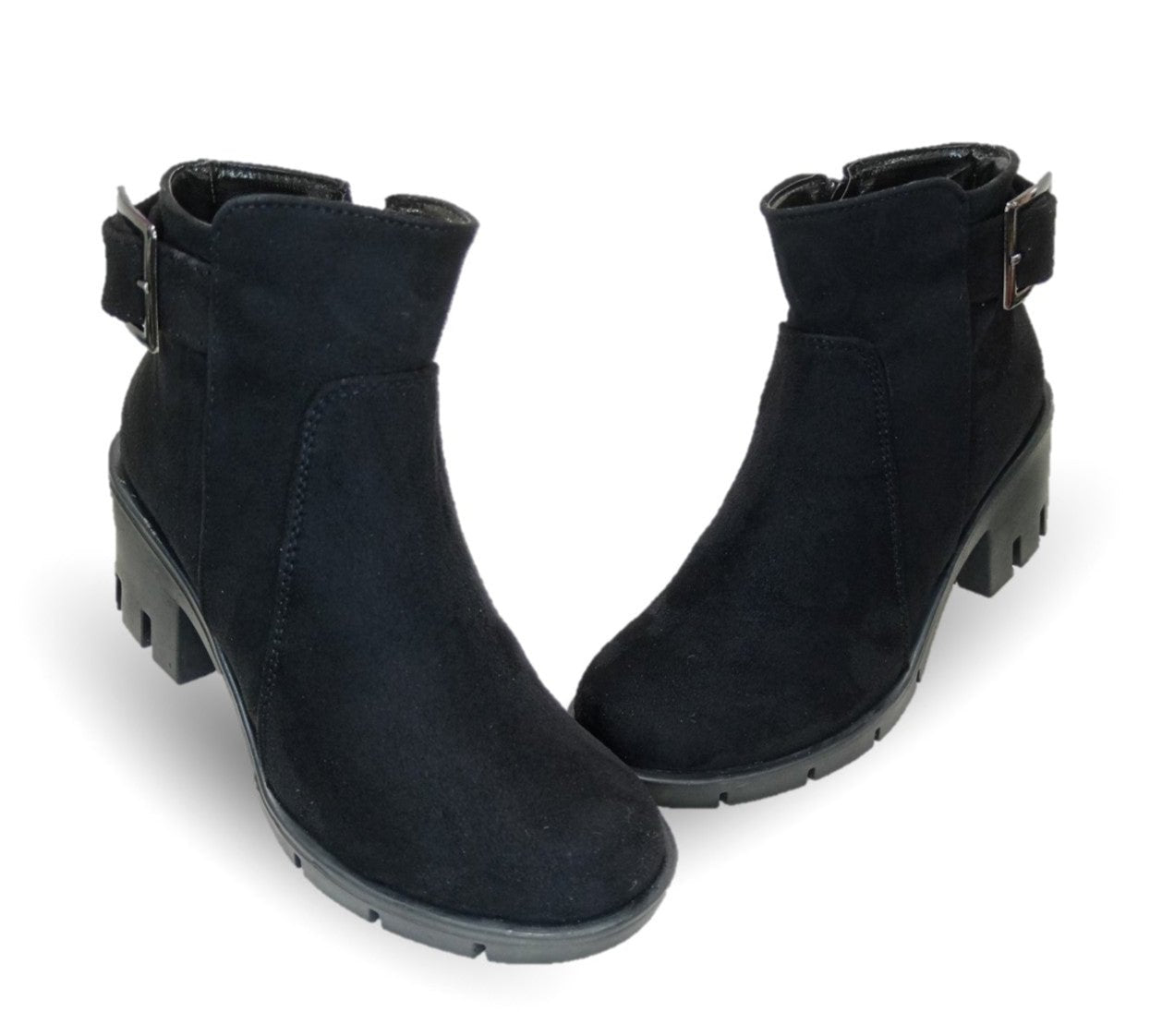 Bota Casual con cierre interno tacón mediano Itzel 35 Nobuck Negro para mujer