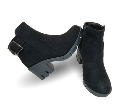 Bota Casual con cierre interno tacón mediano Itzel 35 Nobuck Negro para mujer