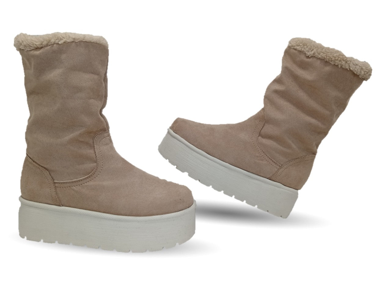 Bota Casual con plataforma Itzel 395 Beige para mujer