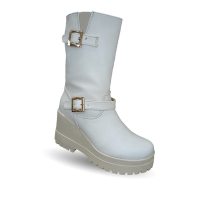 Bota Casual con cierre interno con cuña mediana Itzel 870 Latte para mujer