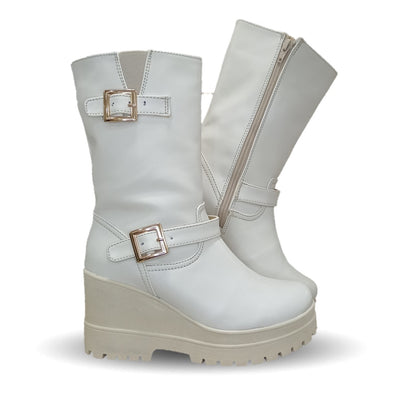 Bota Casual con cierre interno con cuña mediana Itzel 870 Latte para mujer